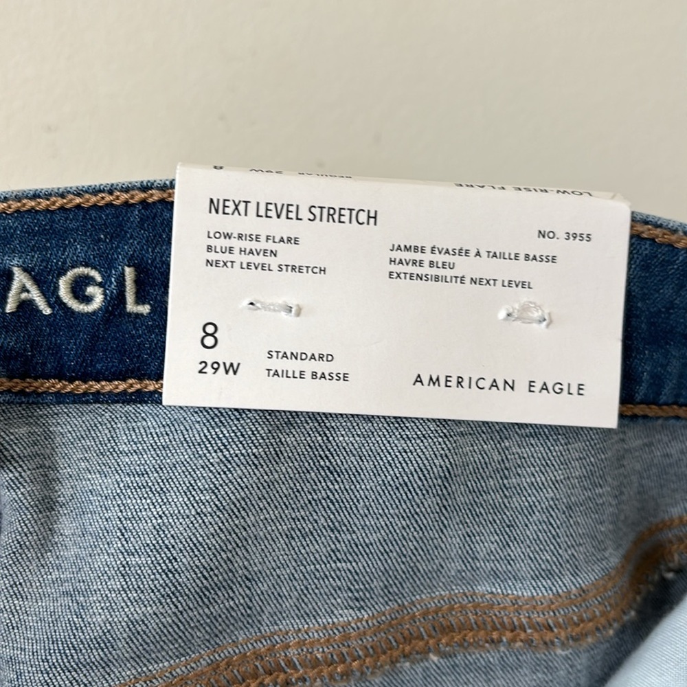 American Eagle Next Level Stretch Medium Wash Low Rise Flare Denim Jean Sz 8 NWT - Picture 12 of 12